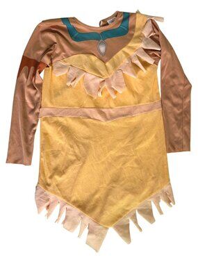 VTG Disney Pocahontas Girls Costume Size 7-10 Fringed Hem Long Sleeves Made USA